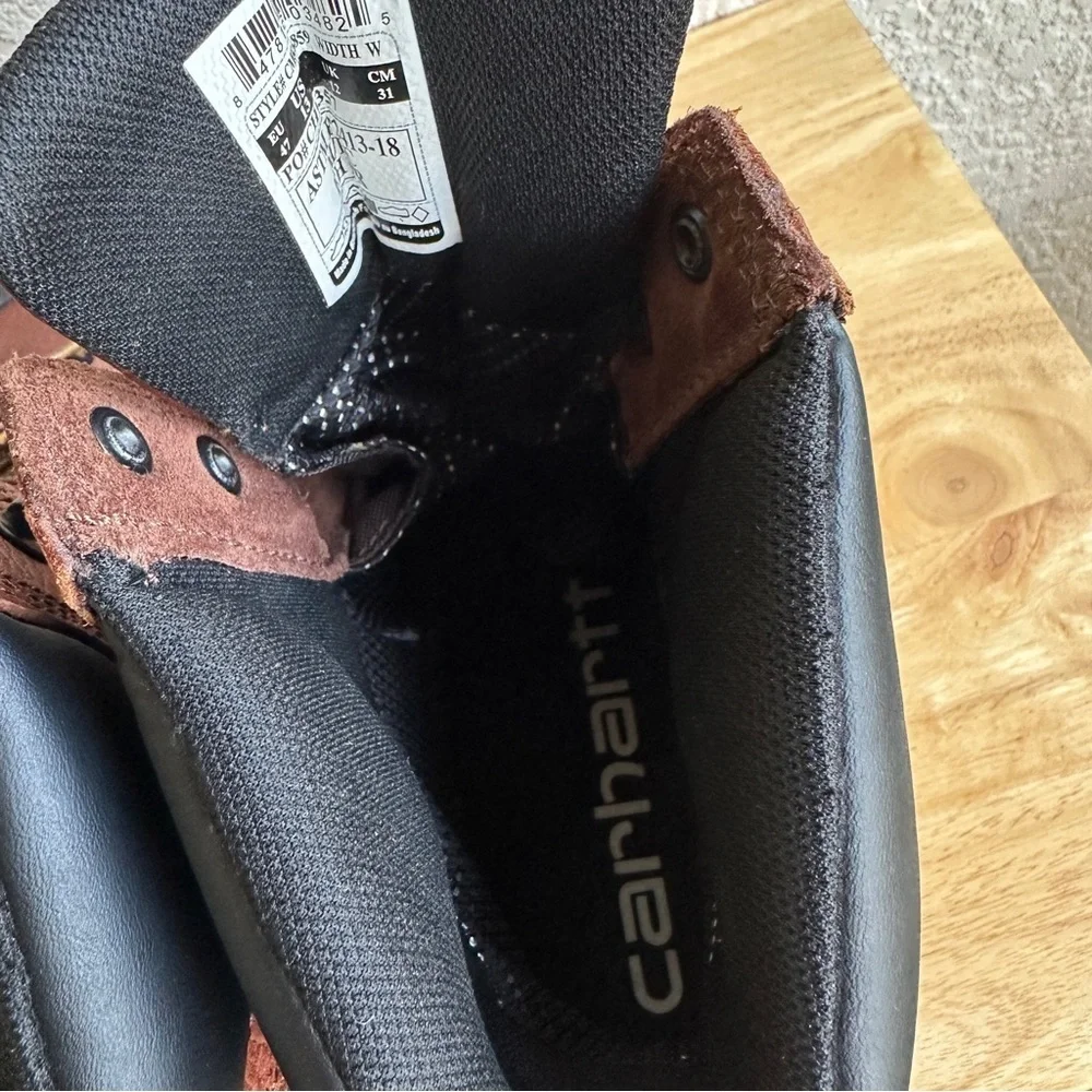 Carhartt Men's 6" Brown Leather Work Boots Insulated Waterproof Steel Toe Sz 13 - Picture 7 of 12